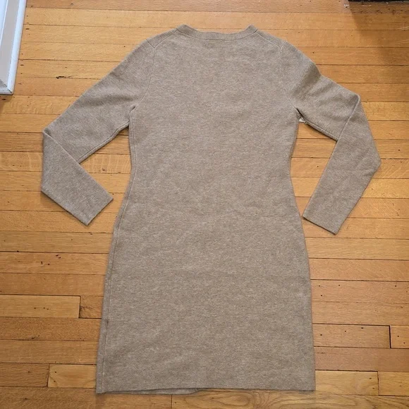 NWT, Aritzia Wilfred, Button Front Mini Cardigan Dress, Heather Gold Camel, L - Picture 2 of 16
